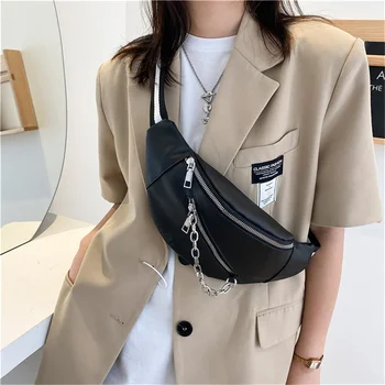 Women Shoulder Bag Street Solid Chest Bag Шарени Strap Chain Zipper Waist Bags New In Bag For Women Чанта Дамска Чанта Дамски
