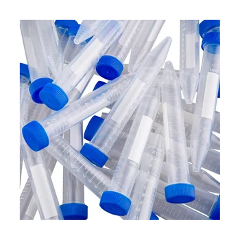 Конусен центрифужные епруветки от 15 МЛ, 100 бр., стерилни пластмасови тръби с завинчивающимися капаци, полипропилен контейнер