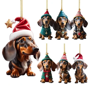 Забавно кученце, украшения за елхи, Коледни чорапи, Подвесная окачване, декорации под формата на такси за празнична украса
